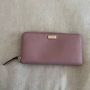 Kate Spade Continental Zip Leather Wallet in Mauve